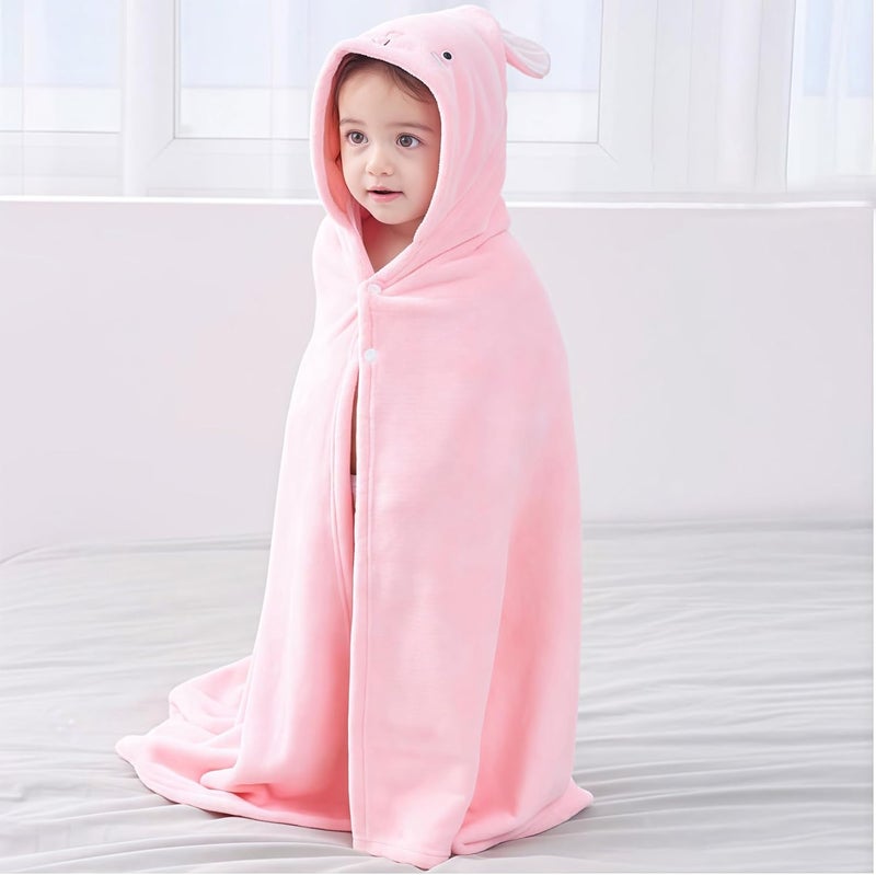 IFaryMes Toddler Bath Towel Baby Towels with Hood 27.5"X55" Ultra Absorbent Soft Bathrobe Blanket Kids Shower Towel for Girls and Boys(Rainbow Pink) - Image 2